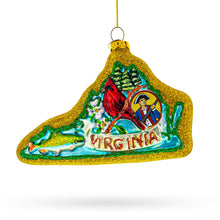 Load image into Gallery viewer, State of Virginia Symbols, USA Glass Christmas Ornament