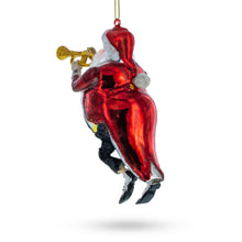 Load image into Gallery viewer, Santa Playing Trumpet Glass Christmas Ornament