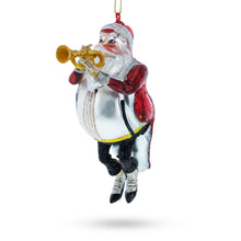 Load image into Gallery viewer, Santa Playing Trumpet Glass Christmas Ornament