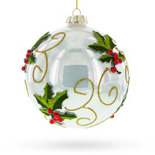 Load image into Gallery viewer, Embroidery Style Poinsettia Glass Ball Christmas Ornament