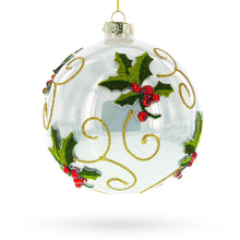 Load image into Gallery viewer, Embroidery Style Poinsettia Glass Ball Christmas Ornament
