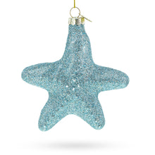 Load image into Gallery viewer, Blue Shiny Star "Piece" Glass Christmas Ornament