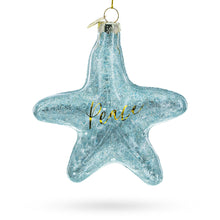 Load image into Gallery viewer, Blue Shiny Star "Piece" Glass Christmas Ornament