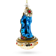 Load image into Gallery viewer, Reverent Virgin Mary with Baby Jesus Glass Christmas Ornament