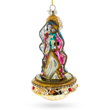 Load image into Gallery viewer, Reverent Virgin Mary with Baby Jesus Glass Christmas Ornament