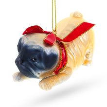 Load image into Gallery viewer, Pug Dog Glass Christmas Ornament