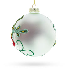Load image into Gallery viewer, Beaded Red Flower Adorning Glass Ball Christmas Ornament