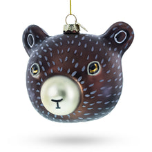 Load image into Gallery viewer, Bear Head Whimsical Glass Christmas Ornament