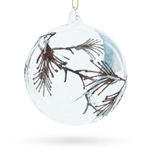 Load image into Gallery viewer, Bluebird In Frosted Forest Scene Glass Ball Christmas Ornament