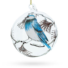 Load image into Gallery viewer, Bluebird In Frosted Forest Scene Glass Ball Christmas Ornament