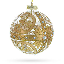 Load image into Gallery viewer, Gold Scroll with Jewel Accents Glass Ball Christmas Ornament