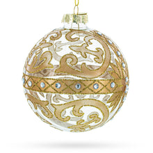 Load image into Gallery viewer, Gold Scroll with Jewel Accents Glass Ball Christmas Ornament
