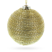 Load image into Gallery viewer, Beaded Gold Glass Ball -Glass Christmas Ornament