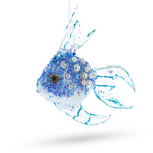 Load image into Gallery viewer, Beaded Blue Coral Reef Fish Glass Christmas Ornament