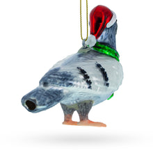 Load image into Gallery viewer, Pigeon in Santa Hat Glass Christmas Ornament