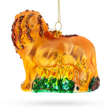 Load image into Gallery viewer, Glittered Lion Glass Christmas Ornament