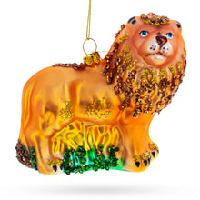 Load image into Gallery viewer, Glittered Lion Glass Christmas Ornament