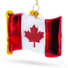 Load image into Gallery viewer, Waving Flag of Canada Glass Christmas Ornament