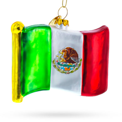 Waving Flag of Mexico Glass Christmas Ornament