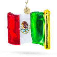 Load image into Gallery viewer, Waving Flag of Mexico Glass Christmas Ornament