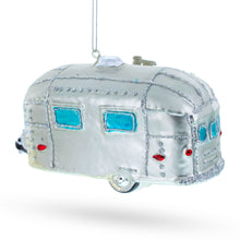 Load image into Gallery viewer, Camper Trailer with Awning Glass Christmas Ornament