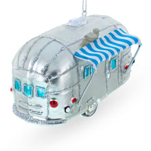 Load image into Gallery viewer, Camper Trailer with Awning Glass Christmas Ornament