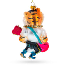 Load image into Gallery viewer, Rockstar Tiger with Guitar Glass Christmas Ornament