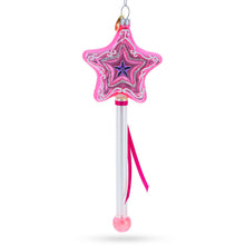 Load image into Gallery viewer, Magical Pink Star Wand Glass Christmas Ornament