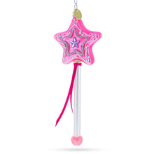 Load image into Gallery viewer, Magical Pink Star Wand Glass Christmas Ornament