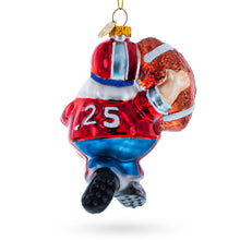 Load image into Gallery viewer, Santa the Football Player Glass Christmas Ornament
