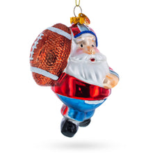 Load image into Gallery viewer, Santa the Football Player Glass Christmas Ornament