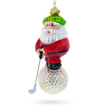 Load image into Gallery viewer, Santa the Golf Player Glass Christmas Ornament