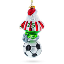 Load image into Gallery viewer, Santa the Soccer Player Glass Christmas Ornament
