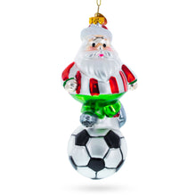 Load image into Gallery viewer, Santa the Soccer Player Glass Christmas Ornament