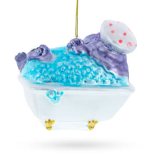 Load image into Gallery viewer, Hippo Taking Bath Glass Christmas Ornament