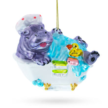 Load image into Gallery viewer, Hippo Taking Bath Glass Christmas Ornament