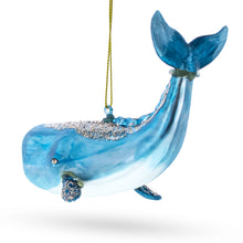 Load image into Gallery viewer, Glittered Whale Glass Christmas Ornament