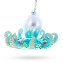 Load image into Gallery viewer, Blue Octopus Glass Christmas Ornament