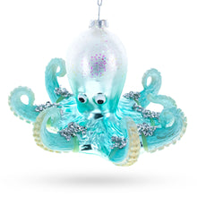 Load image into Gallery viewer, Blue Octopus Glass Christmas Ornament