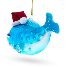 Load image into Gallery viewer, Fish in the Santa Hat Glass Christmas Ornament
