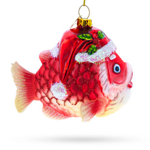 Load image into Gallery viewer, Grandpa Fish in Santa Hat Glass Christmas Ornament
