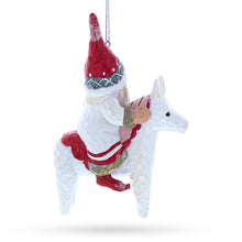 Load image into Gallery viewer, Santa Riding Horse Glass Christmas Ornament