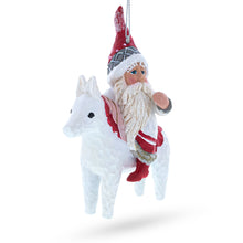 Load image into Gallery viewer, Santa Riding Horse Glass Christmas Ornament