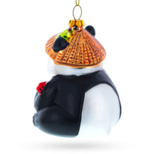 Load image into Gallery viewer, Panda Eating Ramen Glass Christmas Ornament