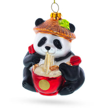 Load image into Gallery viewer, Panda Eating Ramen Glass Christmas Ornament