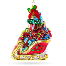 Load image into Gallery viewer, Sleigh Full of Gifts Glass Christmas Ornament