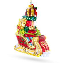 Load image into Gallery viewer, Sleigh Full of Gifts Glass Christmas Ornament