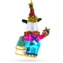 Load image into Gallery viewer, Cow Riding a Star Glass Christmas Ornament