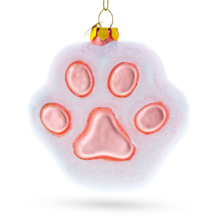 White Paw Glass Christmas Ornament