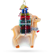 Load image into Gallery viewer, Deer Carrying Gifts Glass Christmas Ornament